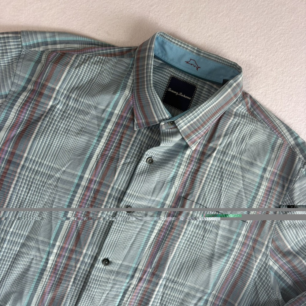 Tommy Bahama Shirt Men's XL Button Down Plaid Blue Multicolor Long Sleeve EUC